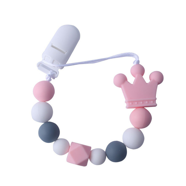 Pacifier Clip Baby Girls Silicone Teething Beads Paci Holder Clips Soothie Teether Toy Chewbeads Birthday Baby Shower Gift 2022