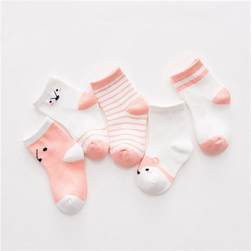 Laadka 5pairs/set Striped Cotton Newborn Baby Boys Girls Socks Cartoon Fashion Socks for Girls Boys Toddler Clothes Accessory