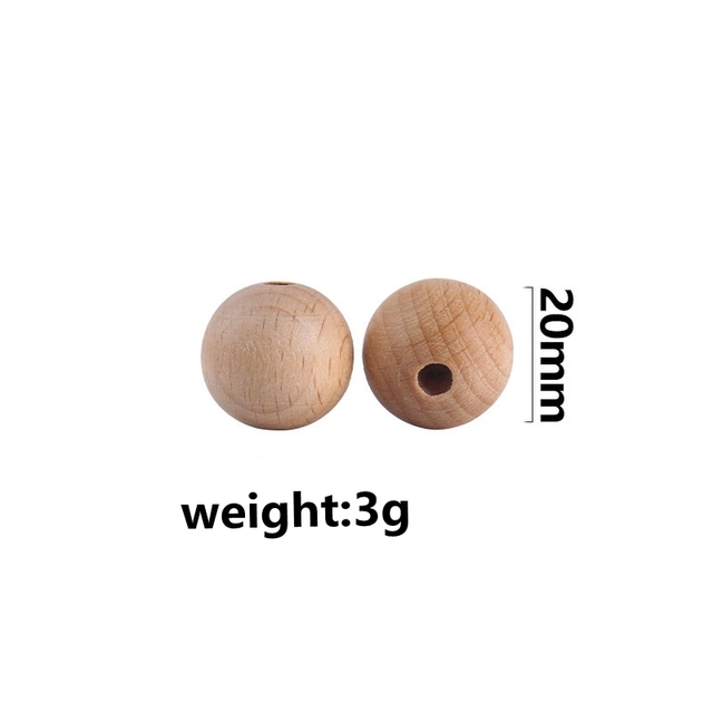 100pcs Wooden Teething Accessories 10-30mm Wooden Teether Chewing Round Beads DIY Craft Jewelry Eco-friendly Beech