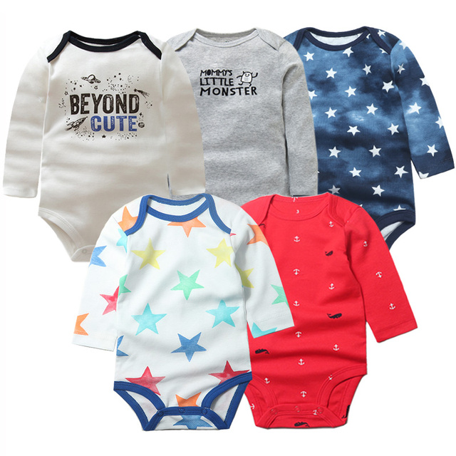 3/4/5pcs Baby Spring Autumn Outerwear Long Sleeve 100% Cotton Boys Girls Clothes Newborn 0-24 Months Clothes