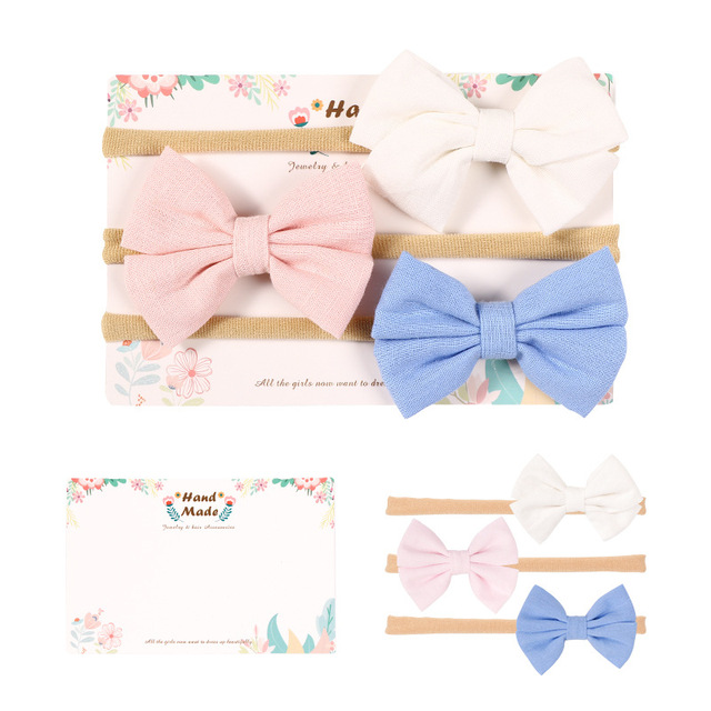 3pcs/lot Cute Bow Baby Headband for Girl Nylon Head Bands Turban Newborn Hair Bands for Kids Baby Hair Accessories