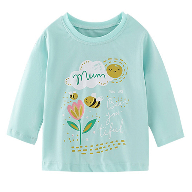Little maven baby girls T-shirt long sleeve cotton soft autumn clothes lovely flower and fox for baby girls kids 2 to 7 years