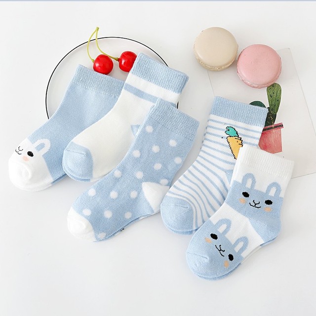 5pairs/lot 2022 Baby Socks for Kids Girls Boy Cotton Stripe Cartoon Animals Summer Baby Knitwear Socks Newborn Baby Clothes