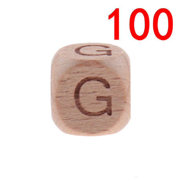 100pcs Baby Teething Beads 12mm Letter Beech Beads Pacifier Chain Letters Wooden Pacifier Toys Personalized Newborn Gifts