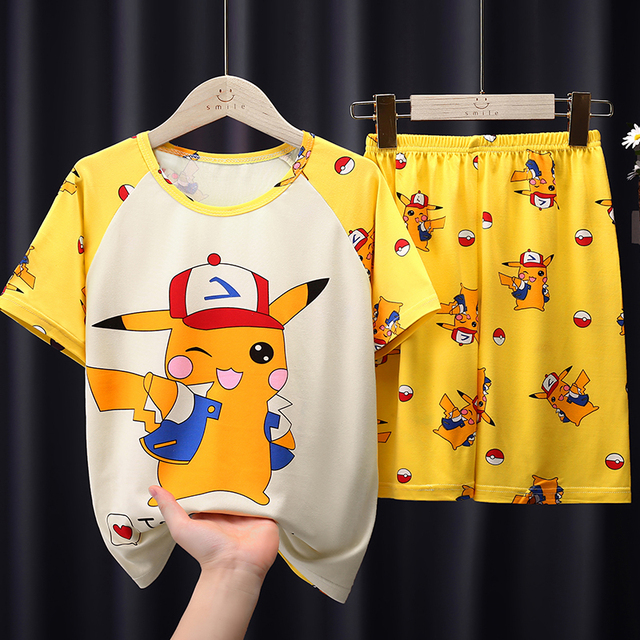 2022 Summer New Pokemon Children's Pajamas Set Cartoon Cozy Boys Girls Kawaii Pikachu Kids Clothes Gift Homewear Wholesale