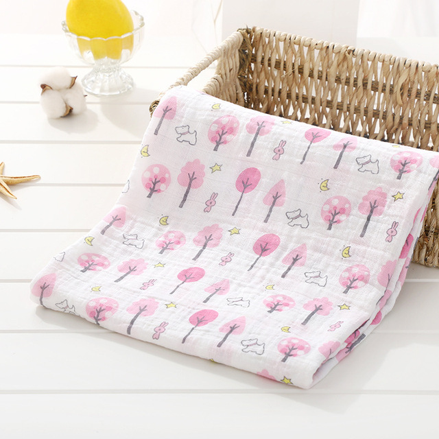 120cm*110cm 2 Layer Muslin Blanket Muslin Bamboo Baby Swaddle Blankets Newborn Baby Muslin Battaniye