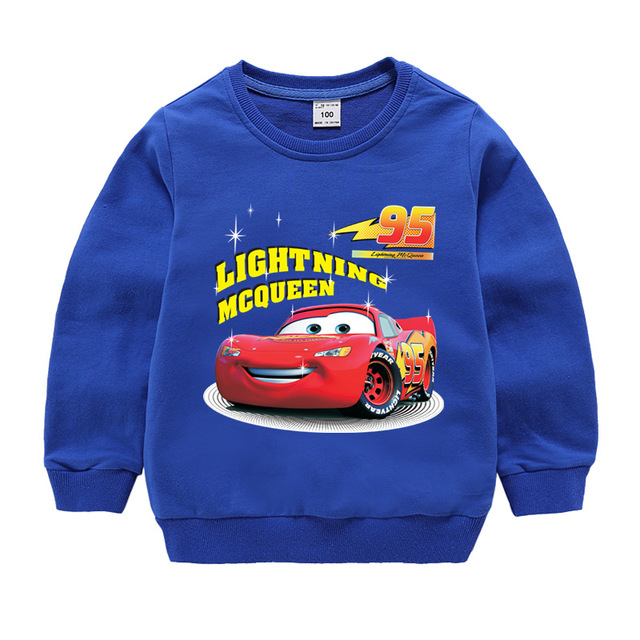 Autumn Children Girls Clothes Cartoon Lightning McQueen Cars Printed Long Sleeve Sweatshirt Casual Teenagers Boys Tops