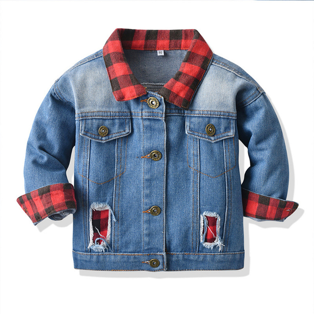 Kids Boys Girls Denim Hooded Jackets Casual Fake Two Jacket Coat Children Cowboy Zipper Outerwear JYF