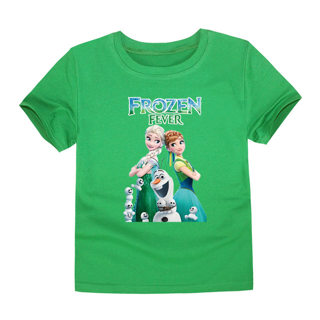 Disney Girls Frozen T-shirt Anna and Elsa Sister Cartoon Tops Teenagers Girls Tees Summer Children Clothes Disney T-shirt for Boys