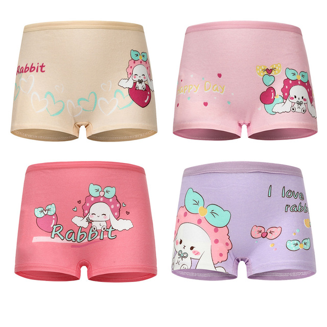 4pcs/lot Kids Girls Underwear Cotton Boxer Girl Comfortable Breathable Safety Pants Children's Panties