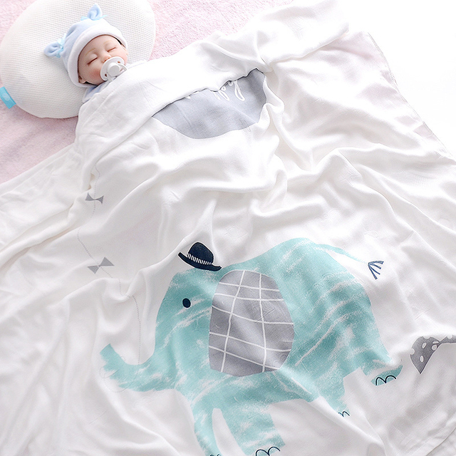 110x110cm Breathable Cartoon Bath Towel Newborn Swaddle Wrap High Quality Baby Blanket Infant Bedding Baby Ice Silk Blankets