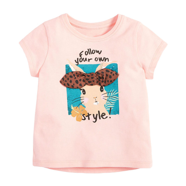 Little Maven 2022 Baby Girls New Fashion Tops Lovely Cartoon Rabbit Cotton T-shirt Soft and Comfort For Kids 2-7 Years