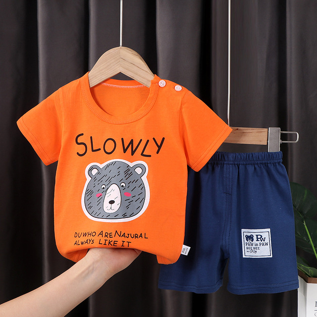 Seieroad Children's Summer Clothes Dinosaur Boys Cartoon T-shirt T-shirt + Pants Kids Clothes Short Sleeve Teenage Clothing Set Tracksuit