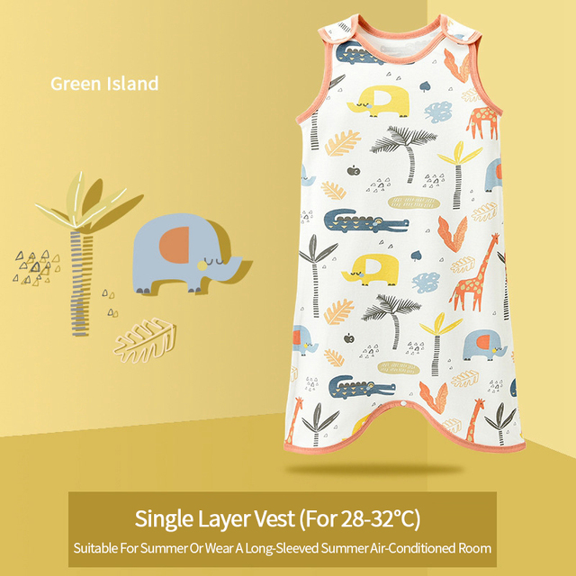 Summer Baby Sleepers Kids Sleeveless Vest for Boys Girls Pajamas Children Sleeping Bag Anti-kick Cartoon Baby Sleeping Bags