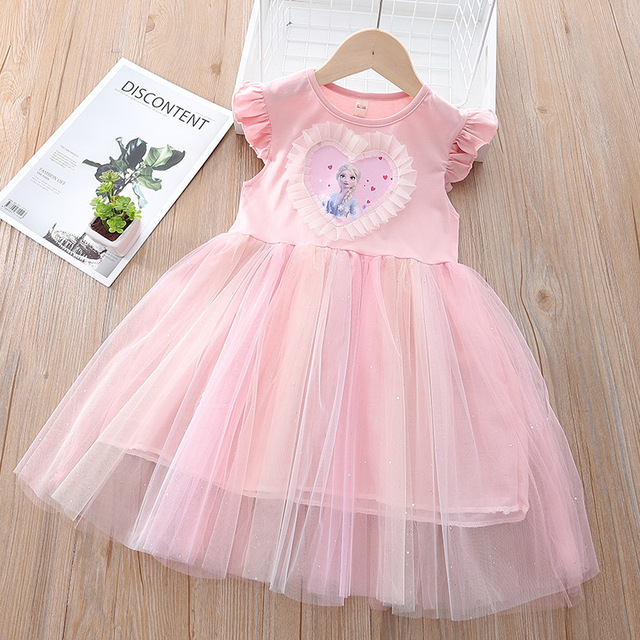 Summer Children's Clothing Frozen Lace Elsa 2 Princess Dresses Birthday Outfits Korean Cute Baby Girls Party Clothes