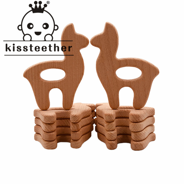 Kisstether 10pcs/lot Food Grade Beech Wood Teething Baby Teether Baby Toys Diy Making Wooden Rings Teething Toy