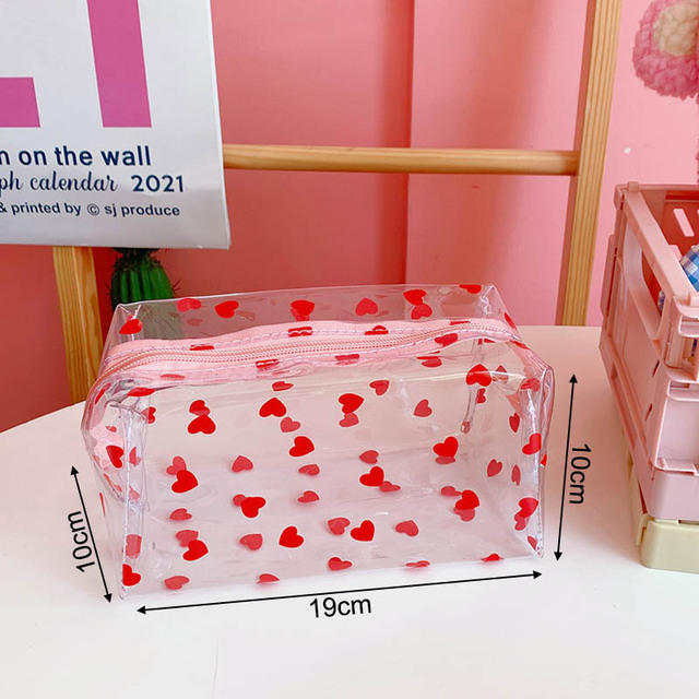 Fashion Transparent Women Cosmetic Bag Fruit Pattern Large Capacity Makeup Zipper Bag Waterproof Simple Travel Accessories