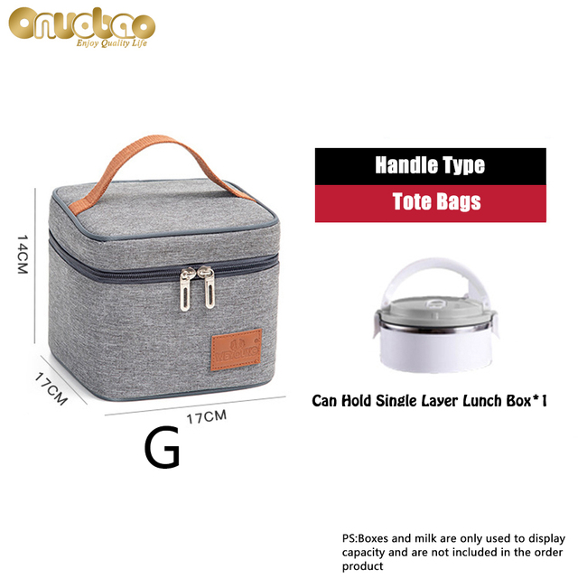 Thermal lunch bag for men and women gray Oxford cloth aluminum foil insulation multi-size shoulder bag waterproof camping bag