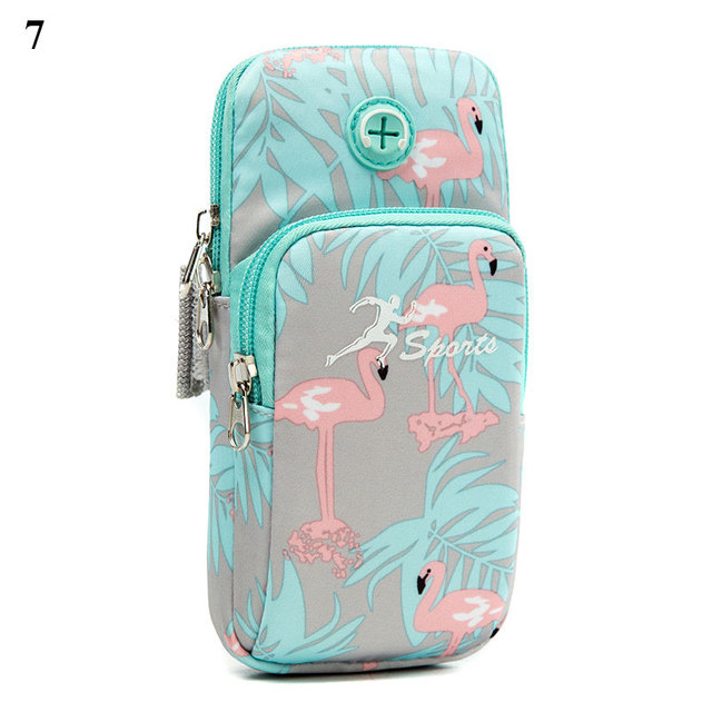 Mobile Phone Arm Bag Flamingo Flower Print Outdoor Sports Running Armband Handbag Holder Bag Gym Pouch for iPhone 12 11 Pro Max