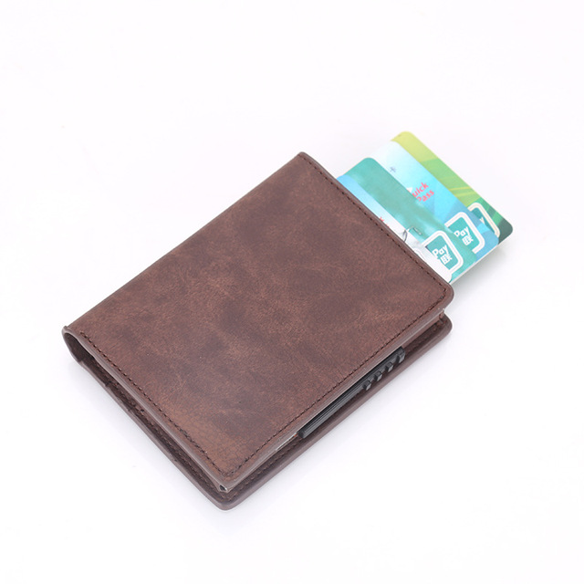 Men's Wallet Pop Up Rfid Cards Wallet Leather Slim Thin Wallet Male Short Money Wallet Smart Small Black Magic Wallet