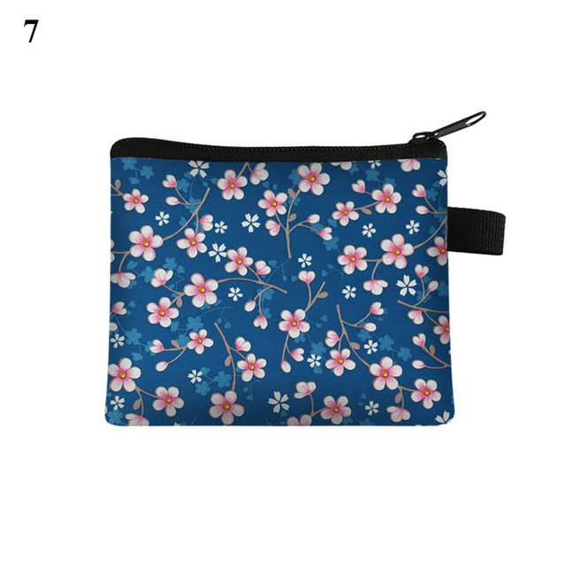 Fashion Brand Wallet Women Lovely Bowknot Flower Print Small Coin Bag Wallet Canvas Zipper Female Coin Purse Purse Earphone