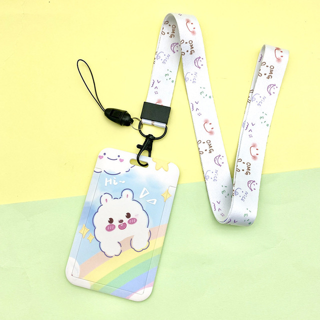 Cartoon ID Credit Card Holder Bank Students Bus Card Case Hand Rope Visit Door ID Badge Cover Cards for Women Men Pendants