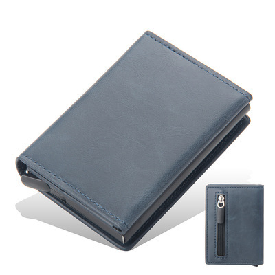 RFID Men's Carbon Fiber Mini Wallet Magnetic Button Smart Wallet Zipper Coin Purse Aluminum Alloy Slim Anti-theft Wallet for Men