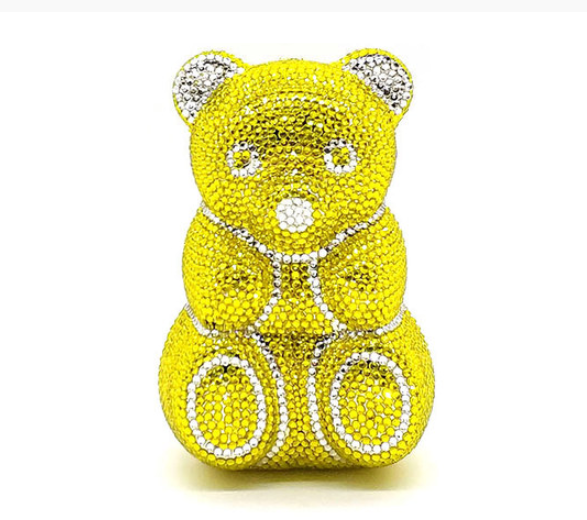 Women's Perforated Bear Handbag,Bear Perforated Crystal Handbag,Cocktail Purse,Shoulder Bag,Gifts