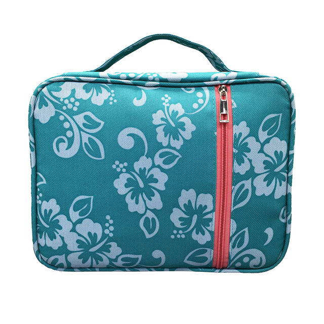 Portable Canvas Bible Cover Floral Pattern Handbag with Handle & Zippered Pocket Tote Book Holder Waterproof Cover