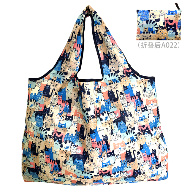 Reusable grocery bag shopping handbag animal flower beach cute gift bag vegetable fruit washable lightweight sturdy nylon hand