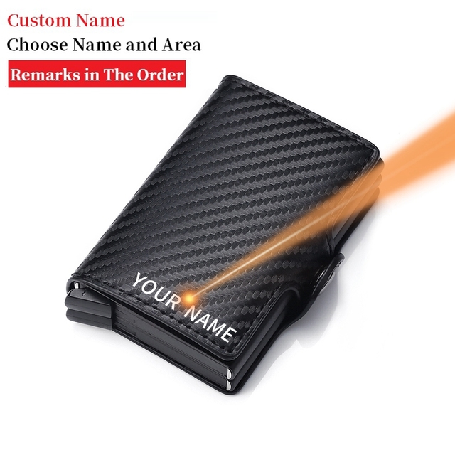 2022 Carbon Fiber Card Holder Double Man Anti-RFID Credit Card Case Metal Wallet Business Bank Small Size Wallet