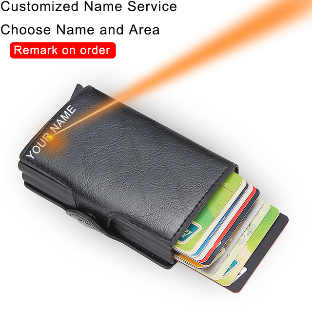 Carbon Fiber Anti Rfid Double Card Holder For Men Simple Metal Wallet