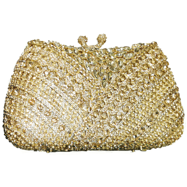 New Arrival Crystal Green Rhinestone Luxurious Evening Clutches Small Handbag For Women Prom Party Bag