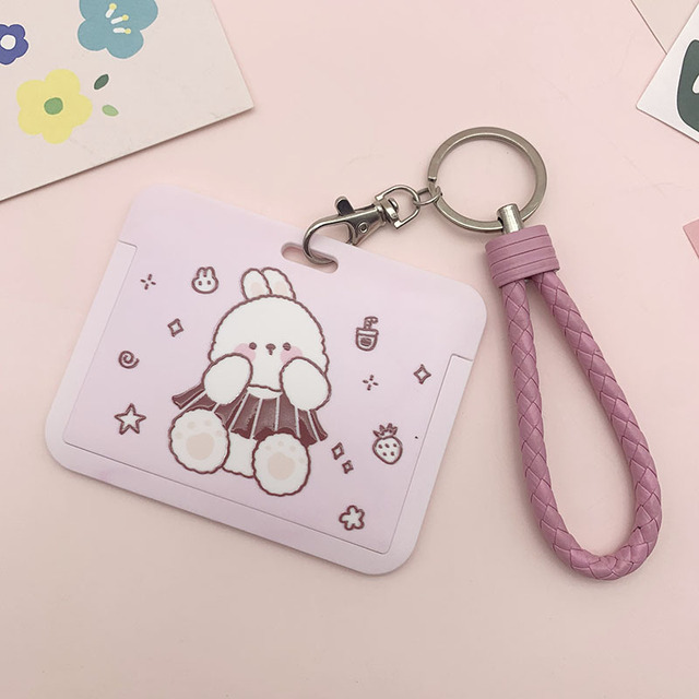 New Women Card Holder Lanyard ID Badge Card Holders Girls Cute Bear Bank Certificate Photocard Name Card Cover Female