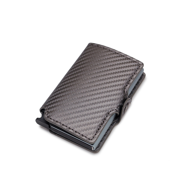 DIENQI - Carbon Fiber Leather Anti RFID Wallet For Men Women Slim Mini Wallet Card Holder