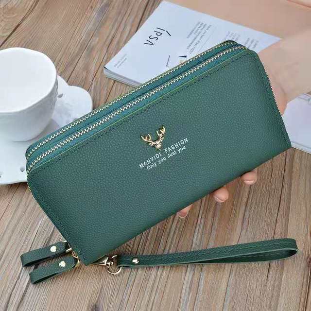 Long Wallet Double Zipper Crown Embroidery Thread Wallet Women Multi Cards Fashion Wild Mobile Phone Bag Wallets 785