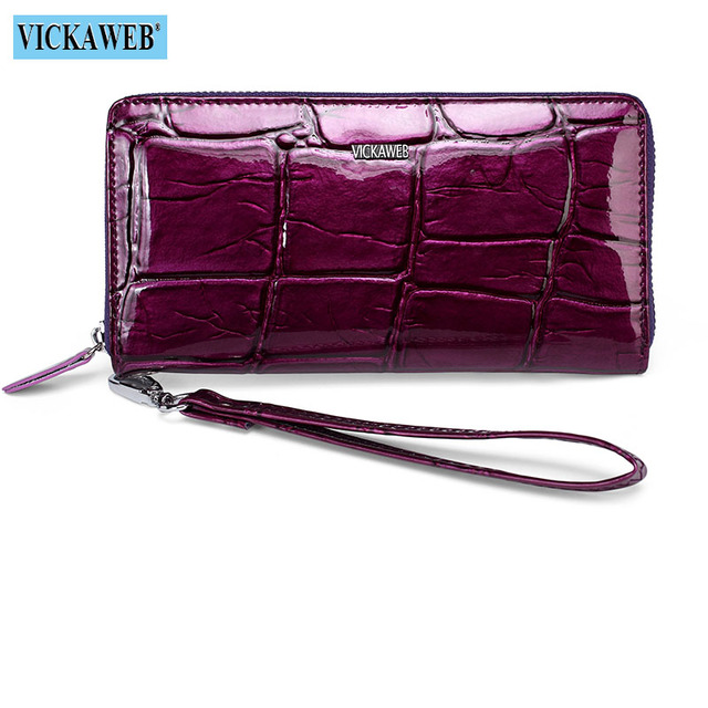 Free gift women leather wallets female wrist purse ladies long zipper clutch fashion patent coin pocket