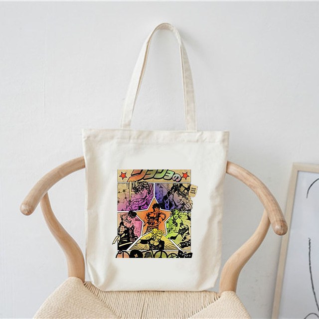 jojo bizarre adventure shopping bags customize logo bag women handbags large designer shopper shoulder canvas bag tote bag
