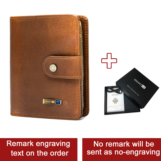 Bluetooth Smart Wallet Compatible Anti-lost Genuine Leather Men Wallets Card Holder Wallet Finder Gifts Free Engraving