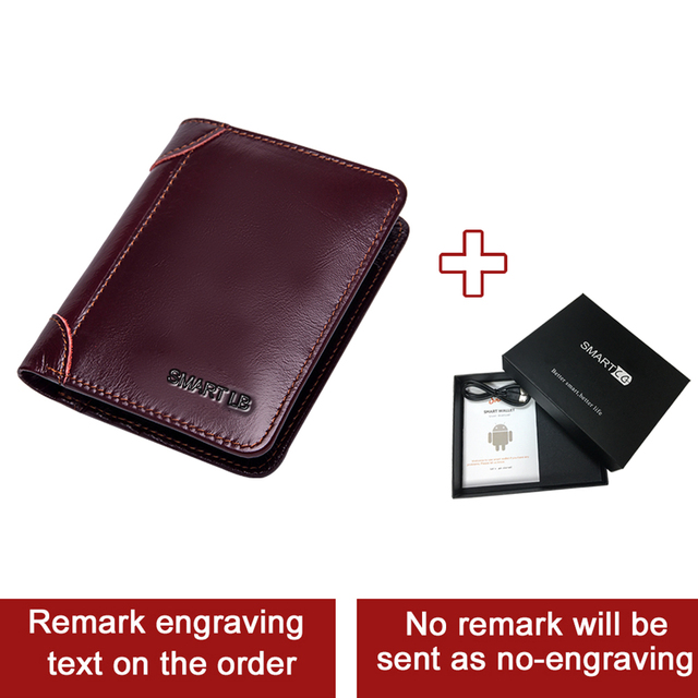 Genuine Leather Slim Wallets for Men and Women Short Credit Card Holders Coin Smart Bluetooth Wallet Man Card Holder Photo