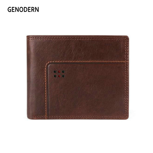 GENODERN New Rfid Bifold Mens Wallets Business Men's Wallet Male With Coin Pocket Portomonee Card Holder Photo Holder Small Wallet