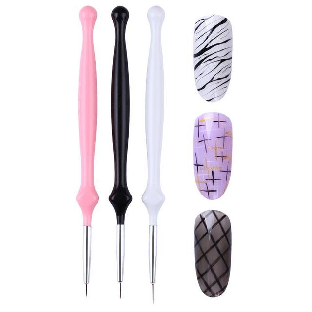 3pcs Nail Art Liner Brush Set Acrylic French Tape Tips Manicure Ultra-thin Line Drawing Pen UV Gel Brushes Painting Tools