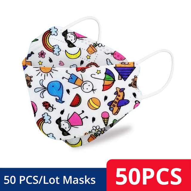 50-200pcs FPP2 Children's Mask KN95 Cartoon Face Mask Reusable Dustproof Breathable Protective For Boys Girl 4-12 Years Mascarilla