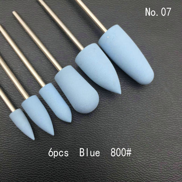 6pcs/set Rubber Silicon Nail Drill Grinding Cutter for Manicure Flexible Bit Polisher Machine Electric Nail File Art Tools