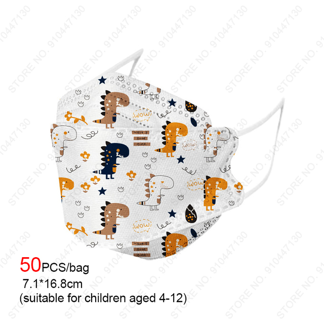 2022 New 10-100pcs Ffp2 Children Kn95 Mask 4-layer Non-woven Fabric Protection Dust-proof Respirator Suitable for 4-12 Years