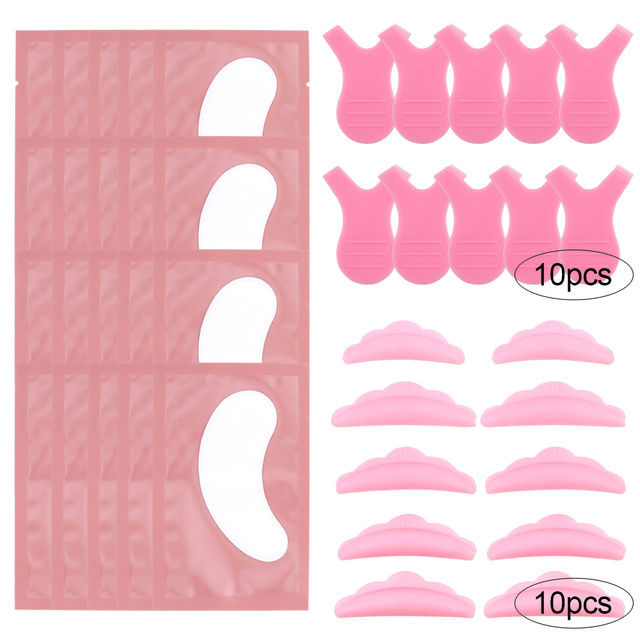 40/70pcs Y Shape Brush Silicone Eyelashes Curler Reusable Lash Lifting Perm Pad Hydrogel Patches Under Eye Eyelash Extension Kit