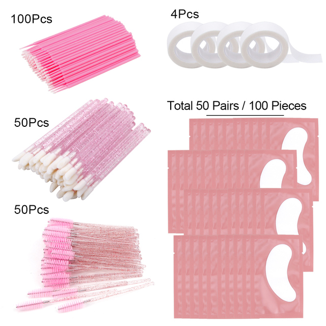 Eyelash Extension Kit Practice Eye Patches Pad Adhesive Eyelash Brushes Spoolie Mascara Applicator Grafting Eyelash Tools