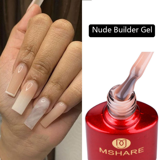 MSHARE Nude Builder Nail Extension Gel Milky Pink Cream Color Liquid In Bottle Quick Build Clear Led UV Gel 10M