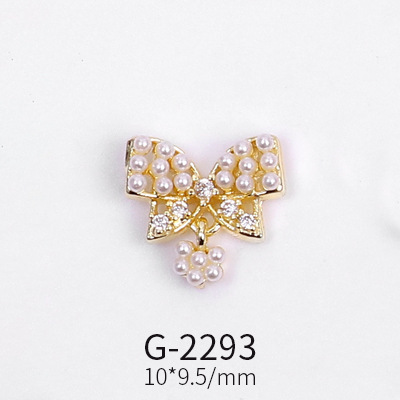 Nail Art Jewelry Net Red Nail Art Real Gold Zircon Bow Jewelry Micro-inlaid Nail Diamond Decoration G-2287 Nail Art Decorations