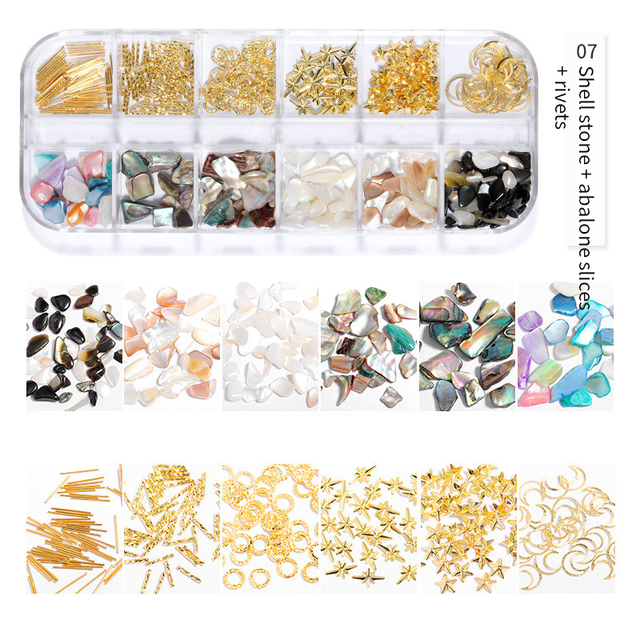 1 Box Irregular Nails Part Abalone Shell Slice DIY Natural Texture Sea Shell Part Mica Stone 3D Ornament Manicure Decoration New